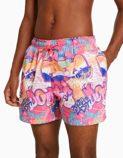 BERSHKA Bañador print grafiti Fucsia Best Sale