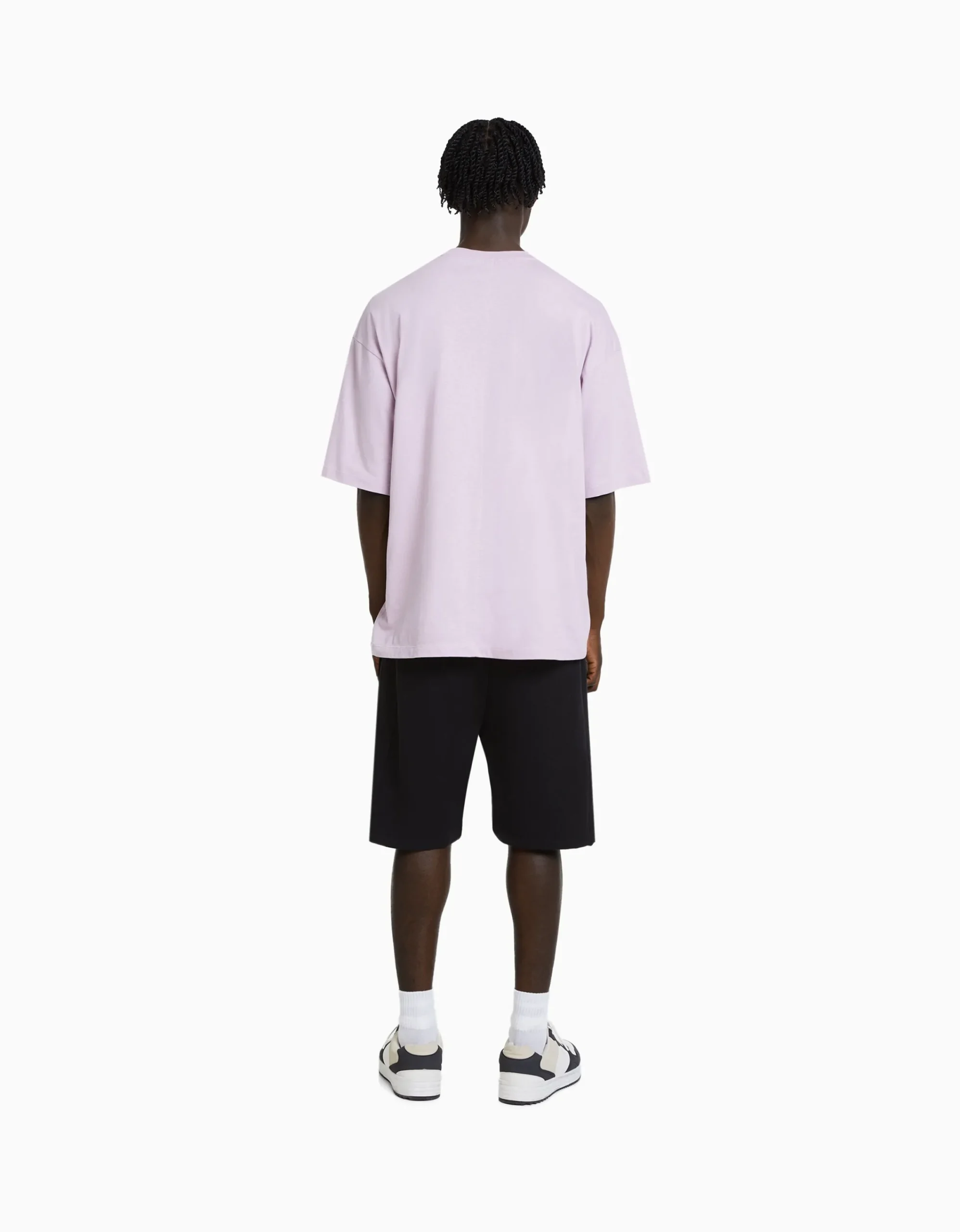 BERSHKA Bermuda básica felpa Blanco Fashion
