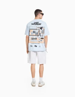 BERSHKA Bermuda cargo felpa Blanco Online
