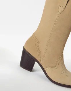 BERSHKA Botas cowboy tacón PIEL Arena Best Sale