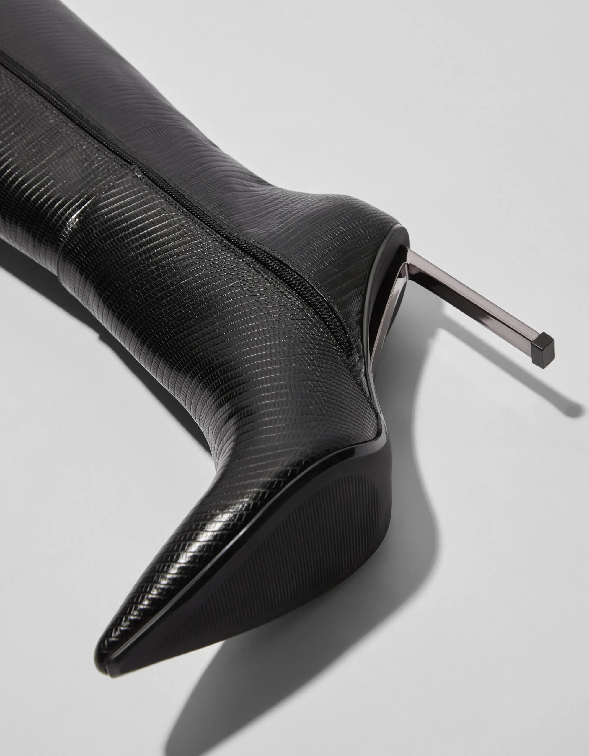 BERSHKA Botas grabadas tacón fino Negro Outlet