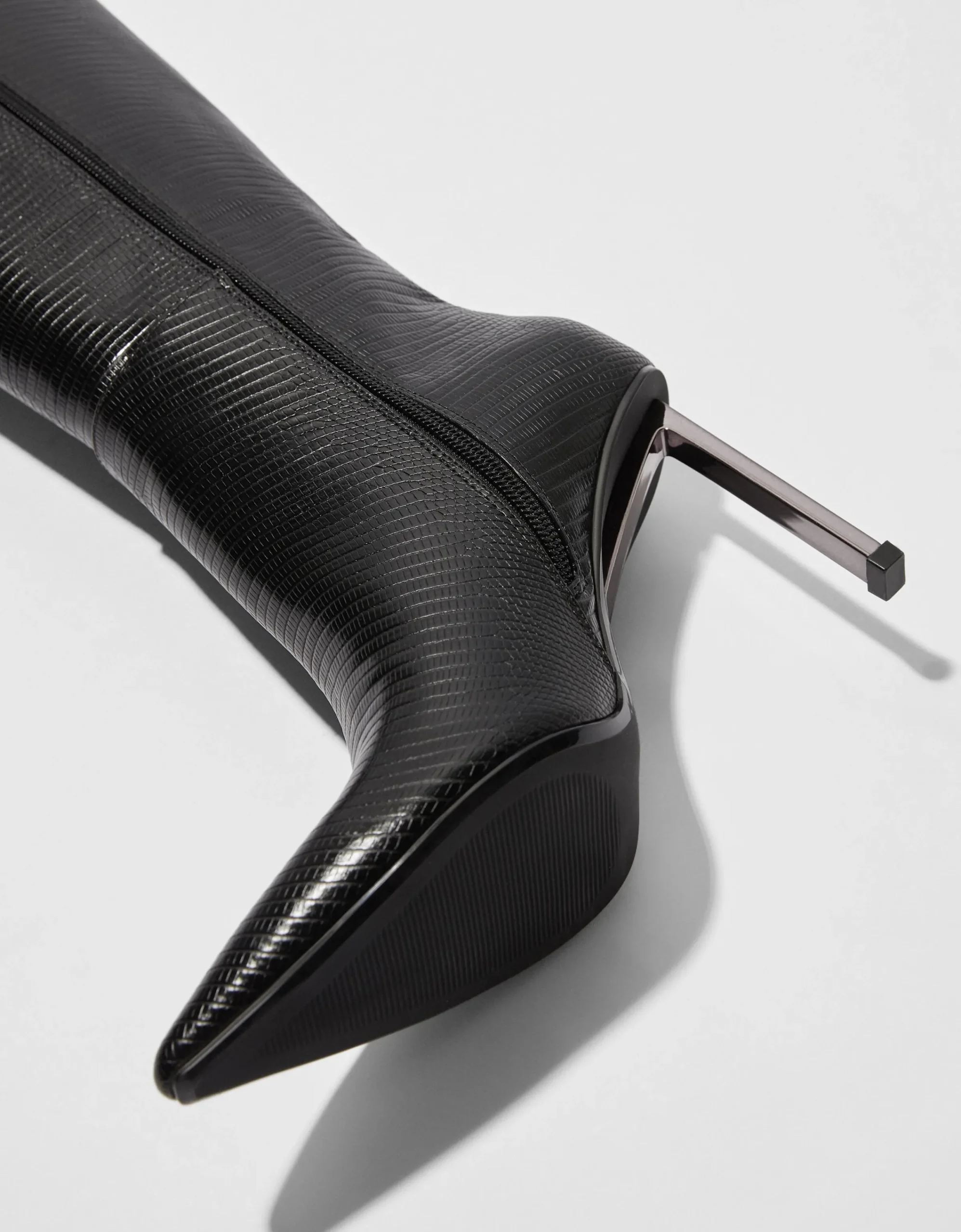 BERSHKA Botas grabadas tacón fino Negro Cheap