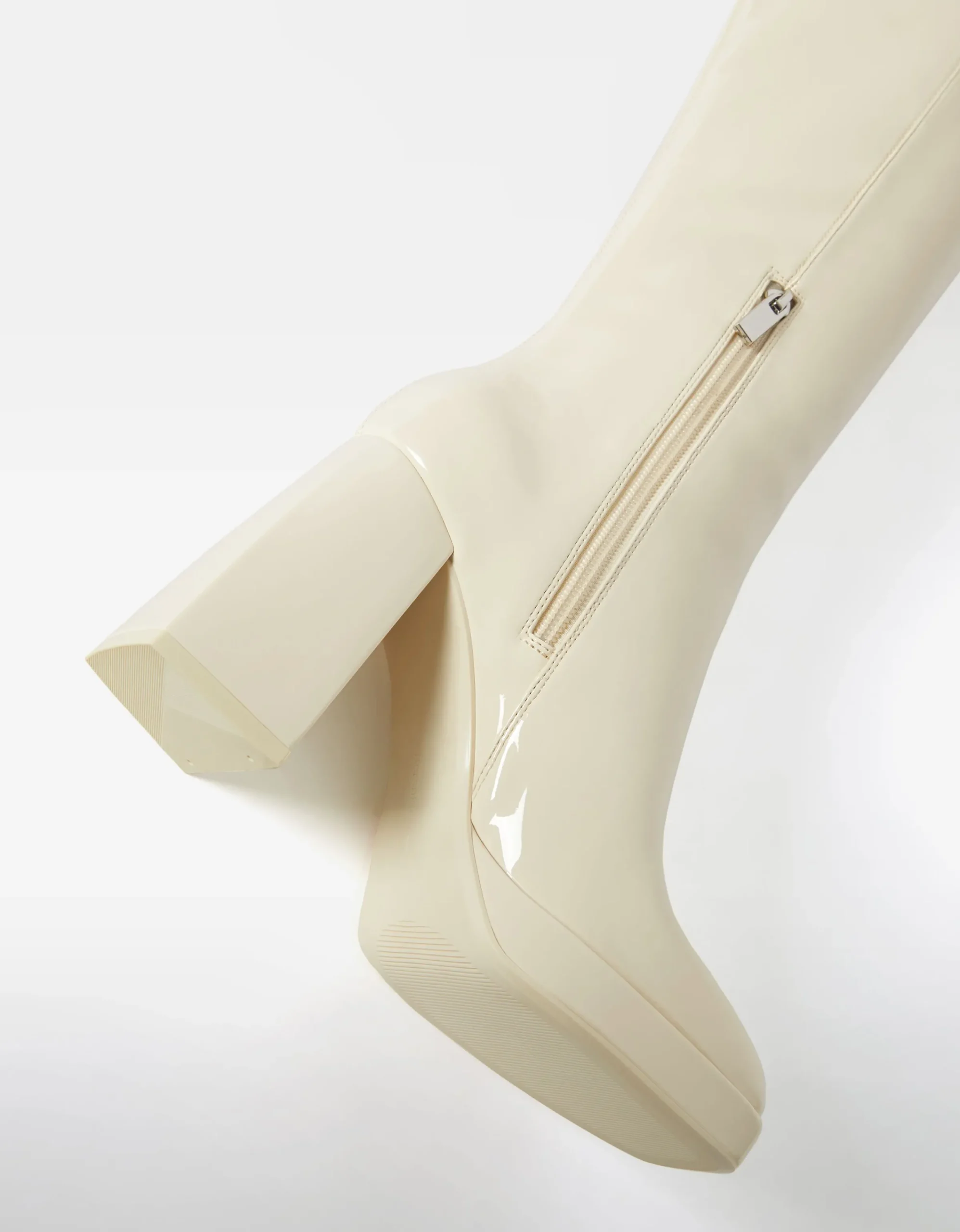 BERSHKA Botas tacón mini plataforma Crudo Fashion