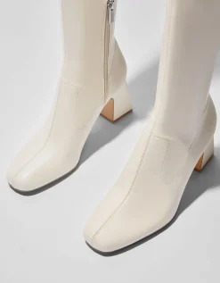 BERSHKA Botas XL tacón medio Negro Sale