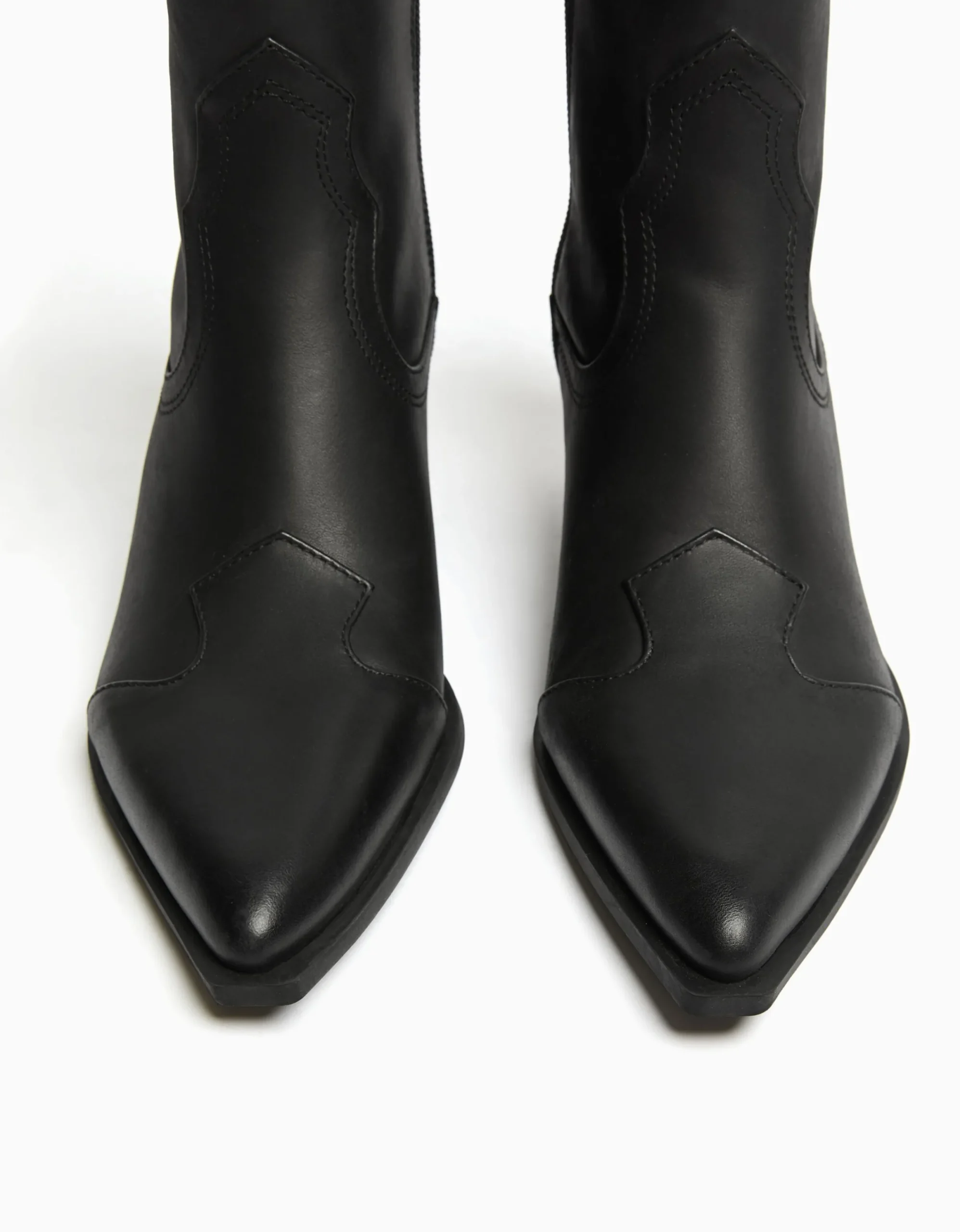 BERSHKA Botines tacón cowboy PIEL Arena Clearance