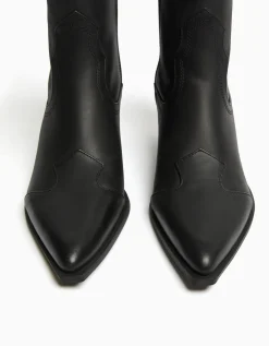 BERSHKA Botines tacón cowboy PIEL Arena Best