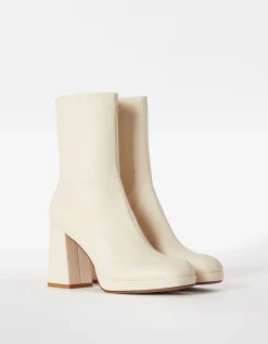 BERSHKA Botines tacón mini plataforma ajustados Negro Cheap