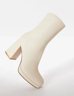 BERSHKA Botines tacón mini plataforma ajustados Negro Cheap
