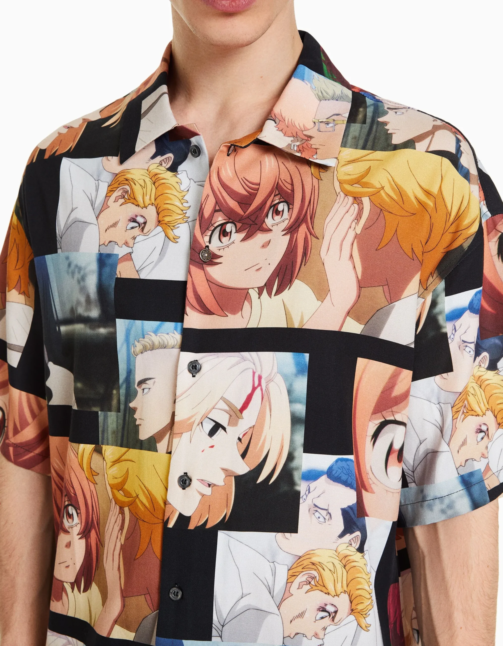 BERSHKA Camisa manga corta print TOKYO REVENGERS Multicolor Discount