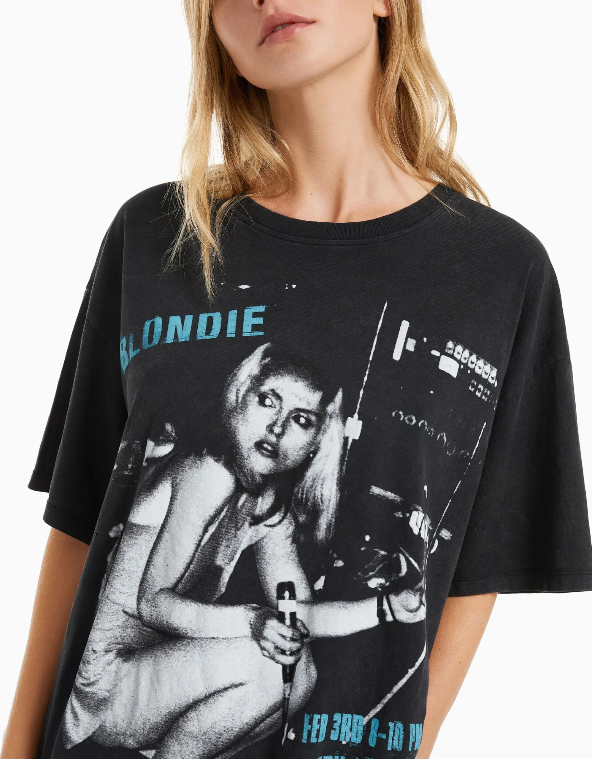 BERSHKA Camiseta manga corta print Blondie Negro Discount
