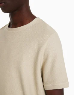 BERSHKA Camiseta manga corta textura Camel Cheap