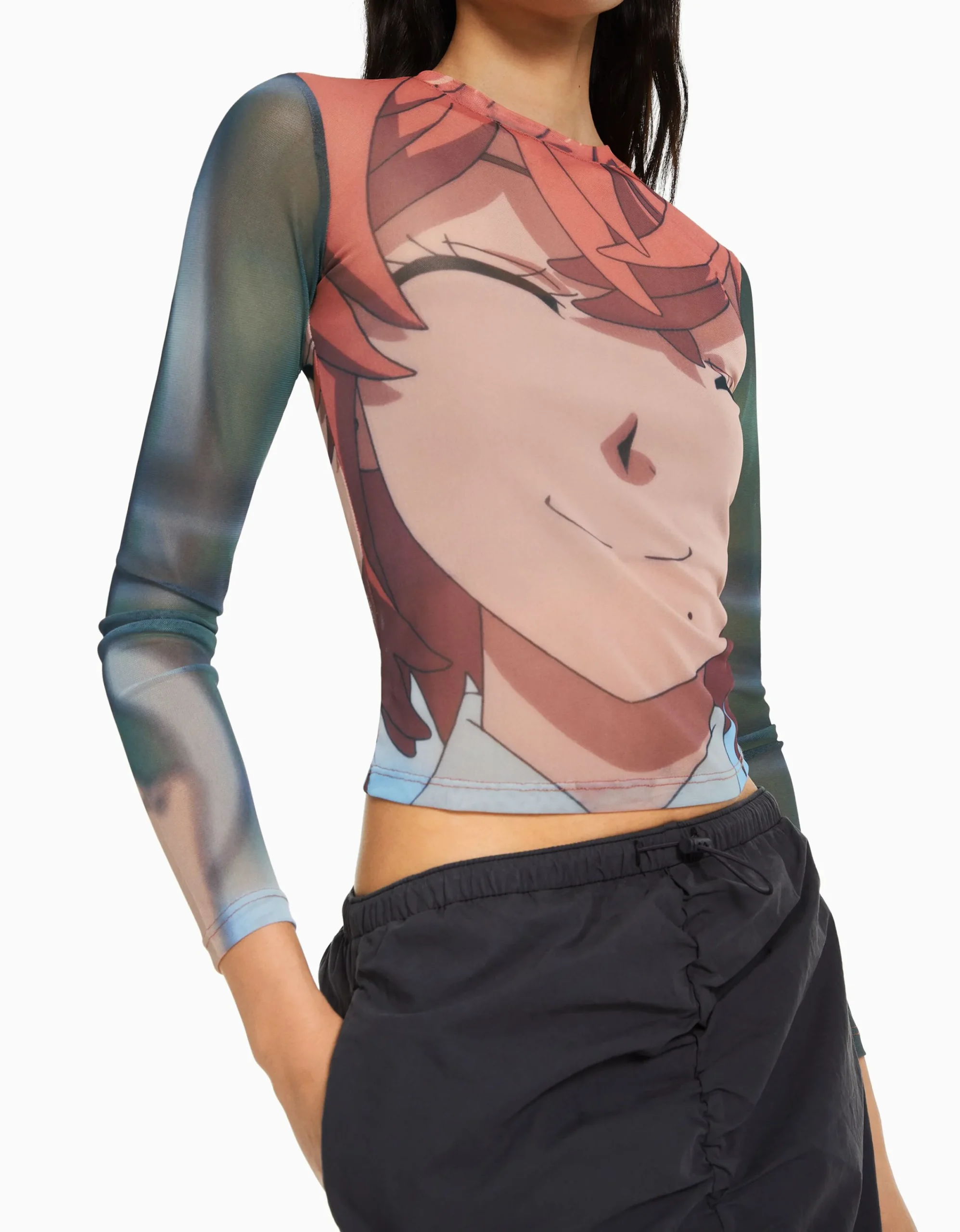 BERSHKA Camiseta manga larga print TOKYO REVENGERS Rosa Fashion