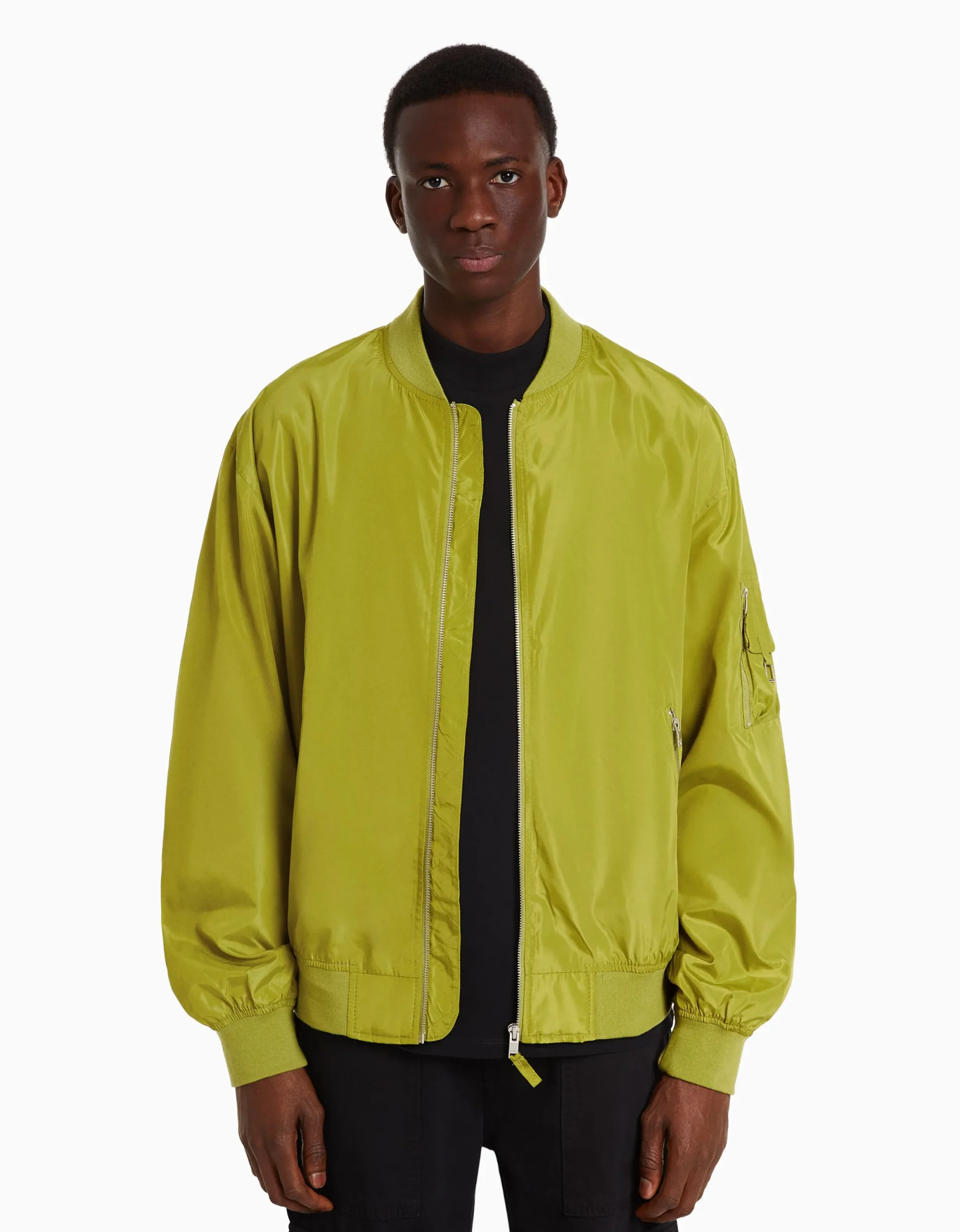 BERSHKA Cazadora bomber ligera Turquesa Cheap