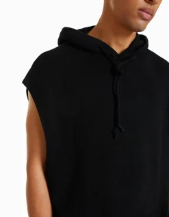 BERSHKA Chaleco capucha punto Crudo Best Sale