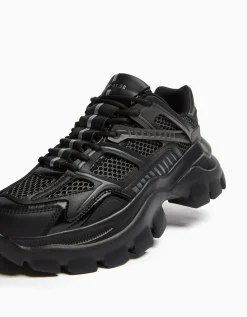BERSHKA Deportivas combinadas rejilla hombre Negro Clearance