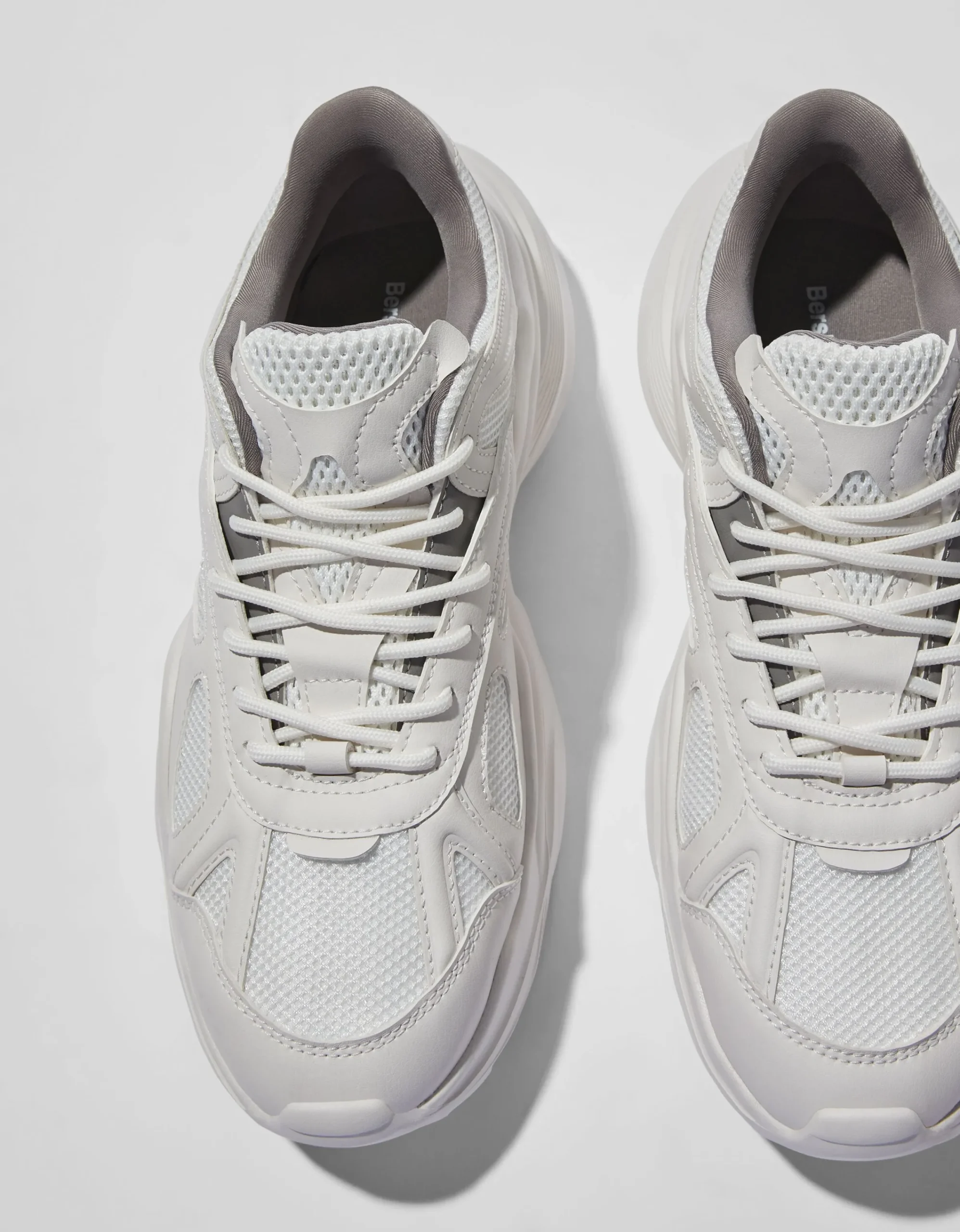 BERSHKA Deportivas volumen combinadas rejilla hombre Blanco Discount