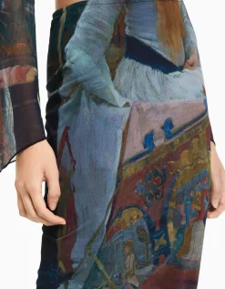 BERSHKA Falda midi tul Art Series Negro Shop