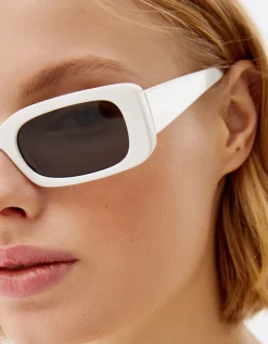BERSHKA Gafas sol cuadradas Blanco Online