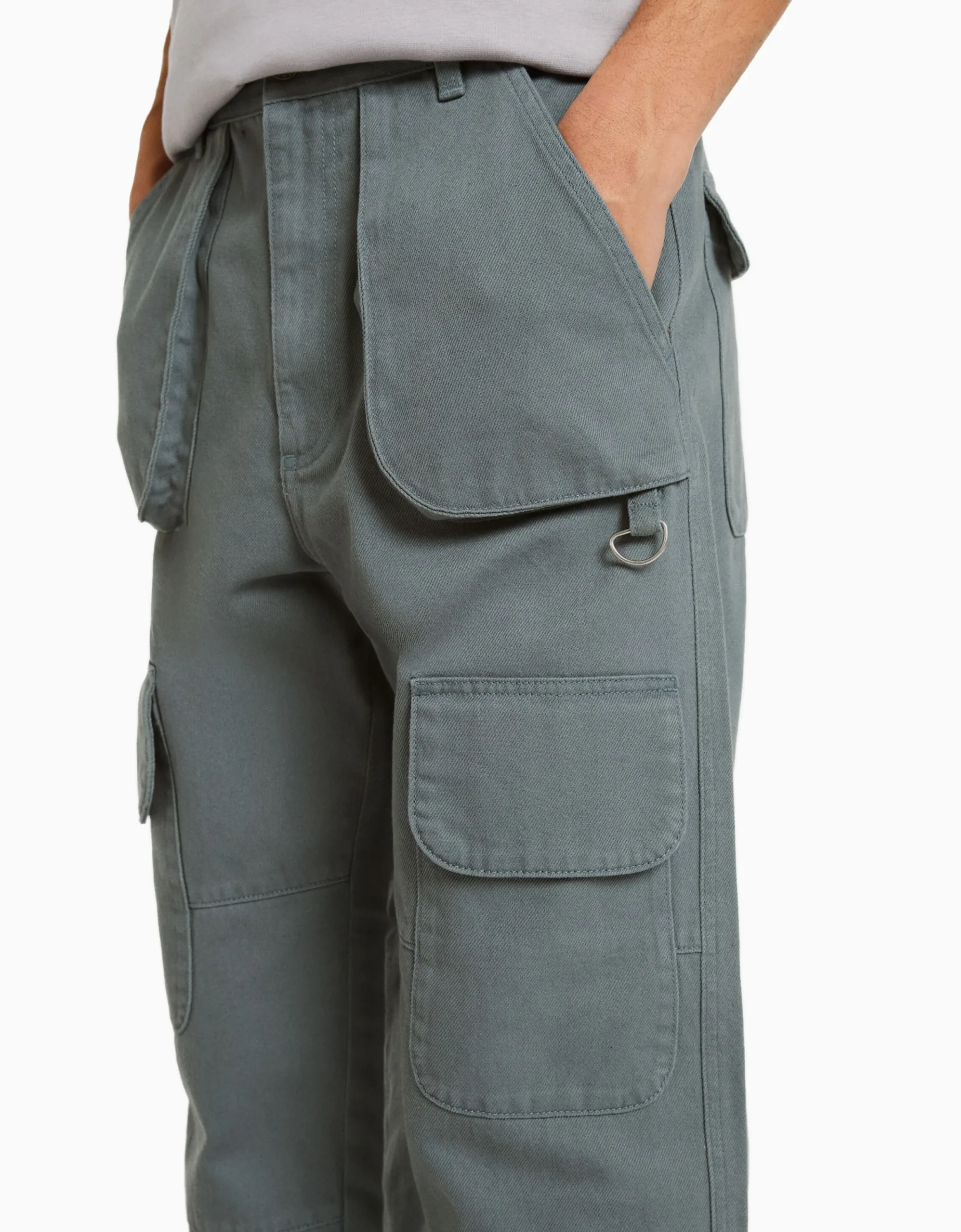 BERSHKA Jeans cargo multipocket Azul Outlet