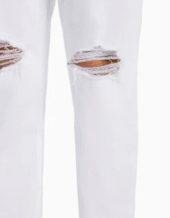 BERSHKA Jeans jogger color rotos Blanco Cheap