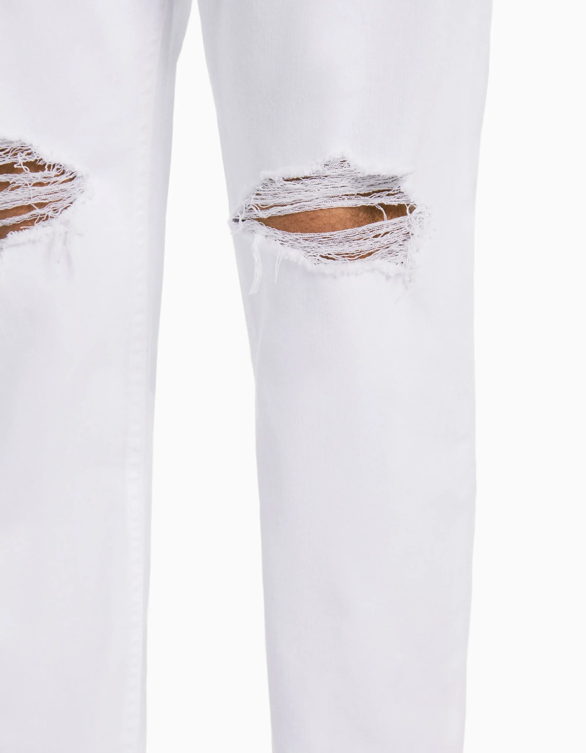BERSHKA Jeans jogger color rotos Blanco Cheap