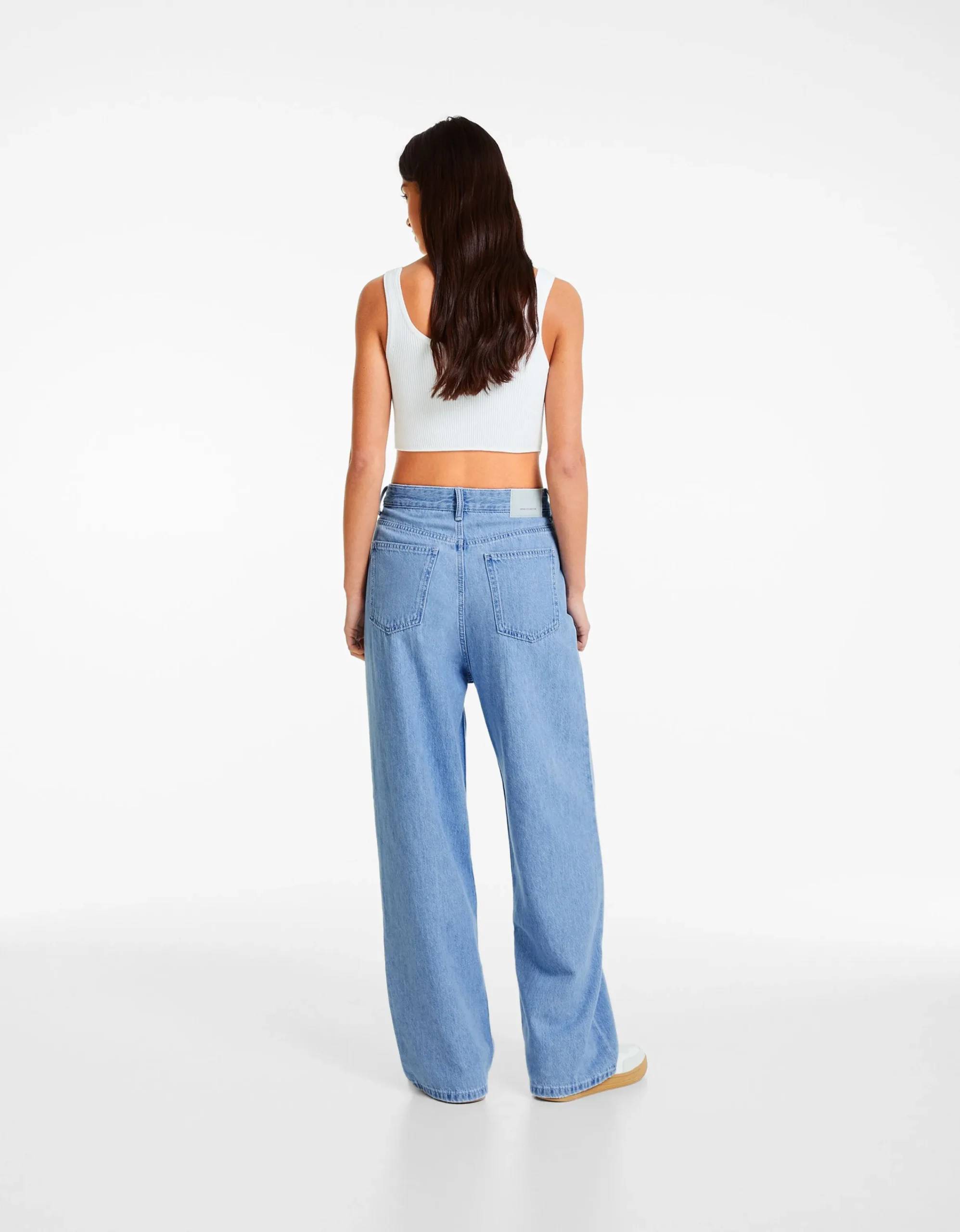 BERSHKA Jeans 90's pliegues Azul lavado Outlet