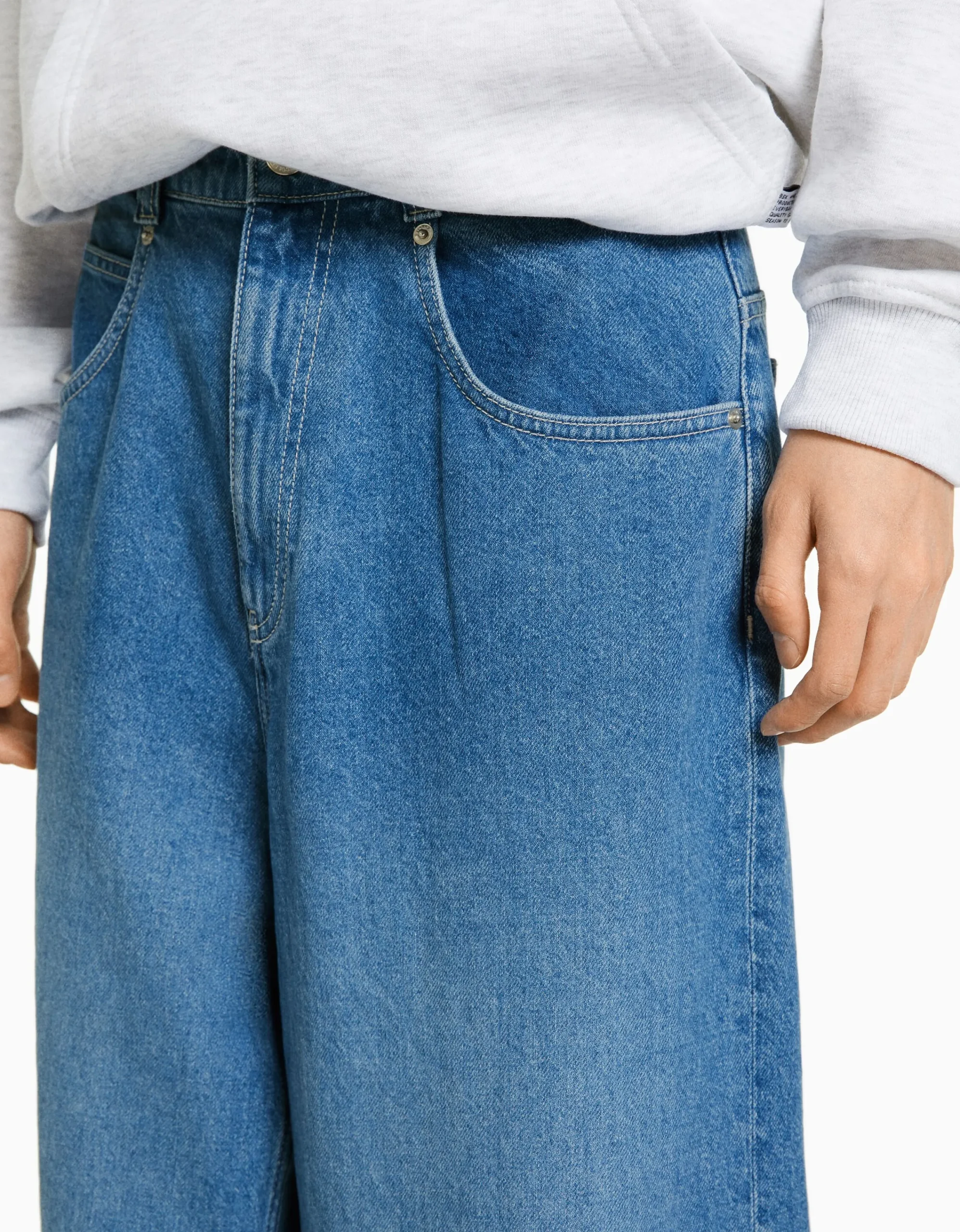 BERSHKA Jeans 90´s Rave super baggy Azul lavado Outlet