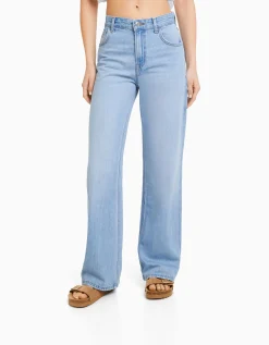 BERSHKA Jeans 90's wide leg Blanco roto Best