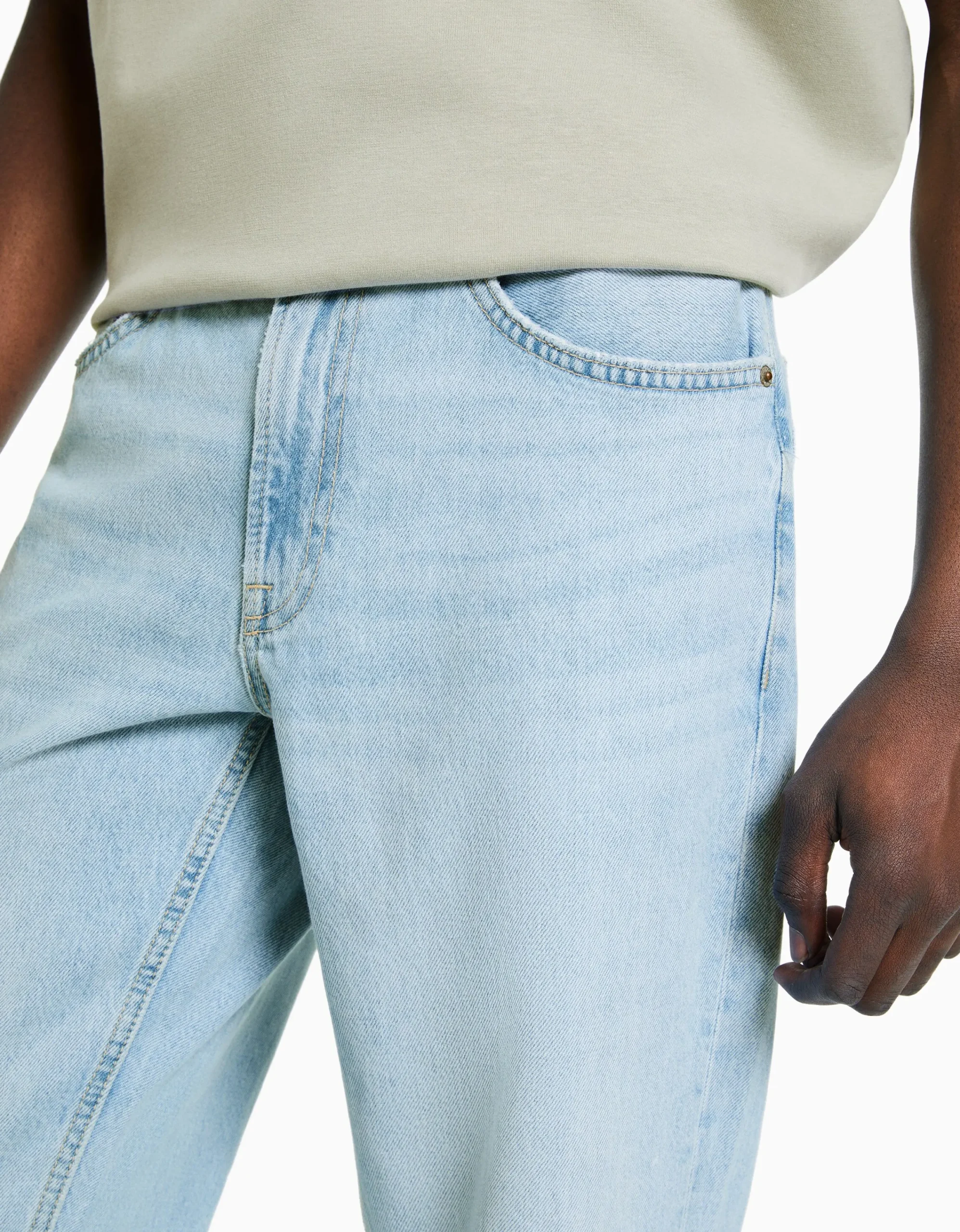 BERSHKA Jeans straight vintage Azul claro Best