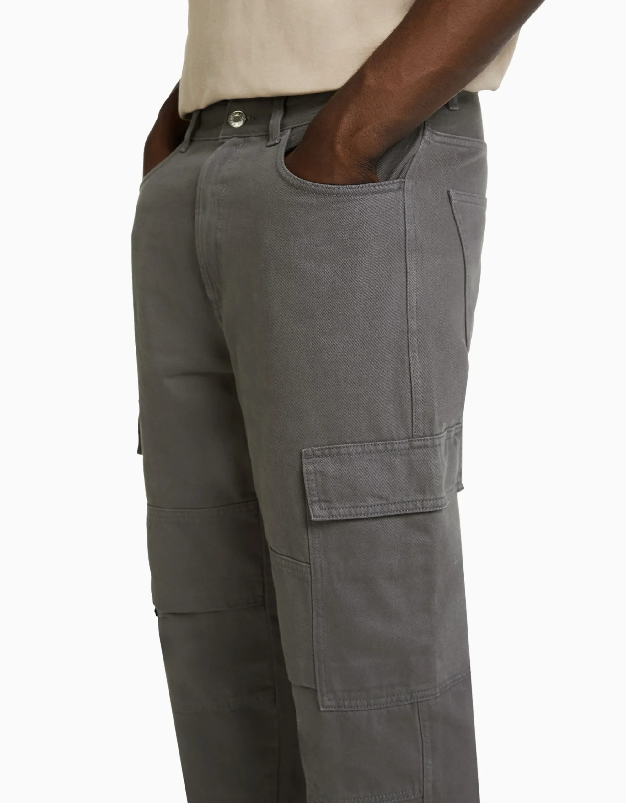 BERSHKA Jeans wide cargo Azul Flash Sale