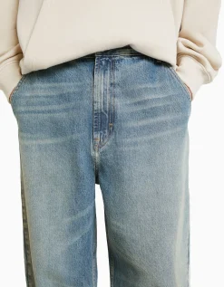 BERSHKA Jeans wide skate Azul lavado Online