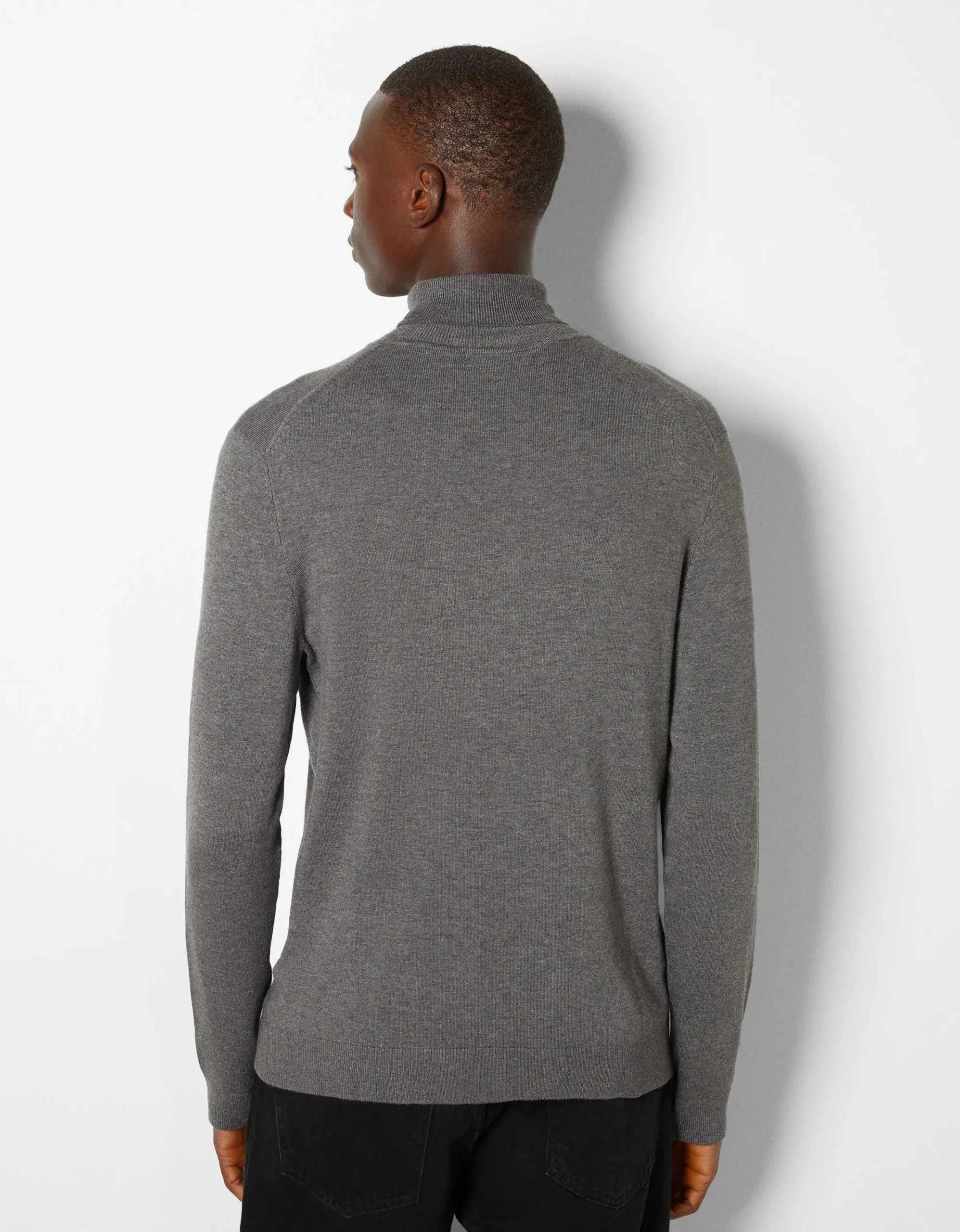 BERSHKA Jersey cuello alto Negro Best Sale