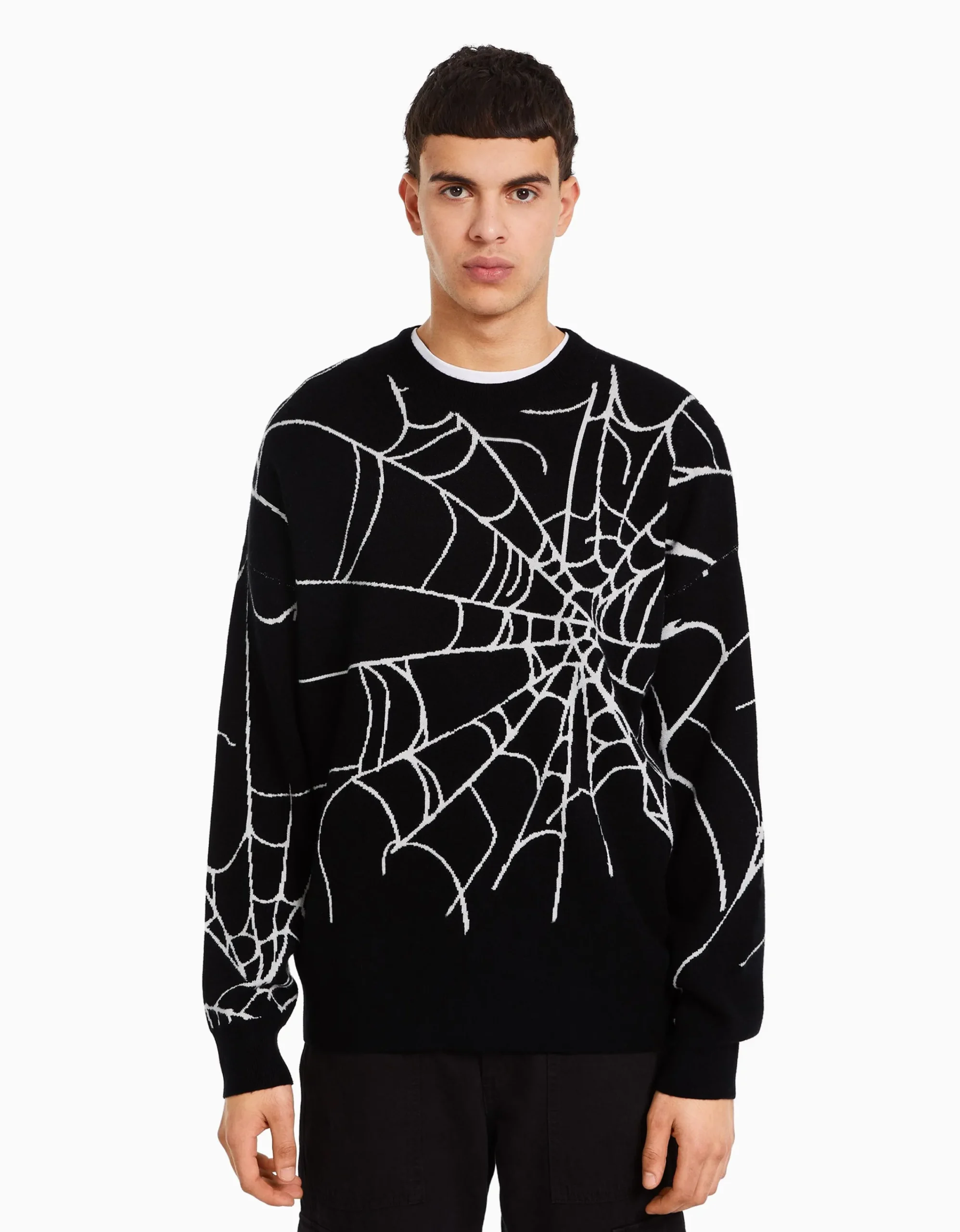 BERSHKA Jersey print Negro Sale