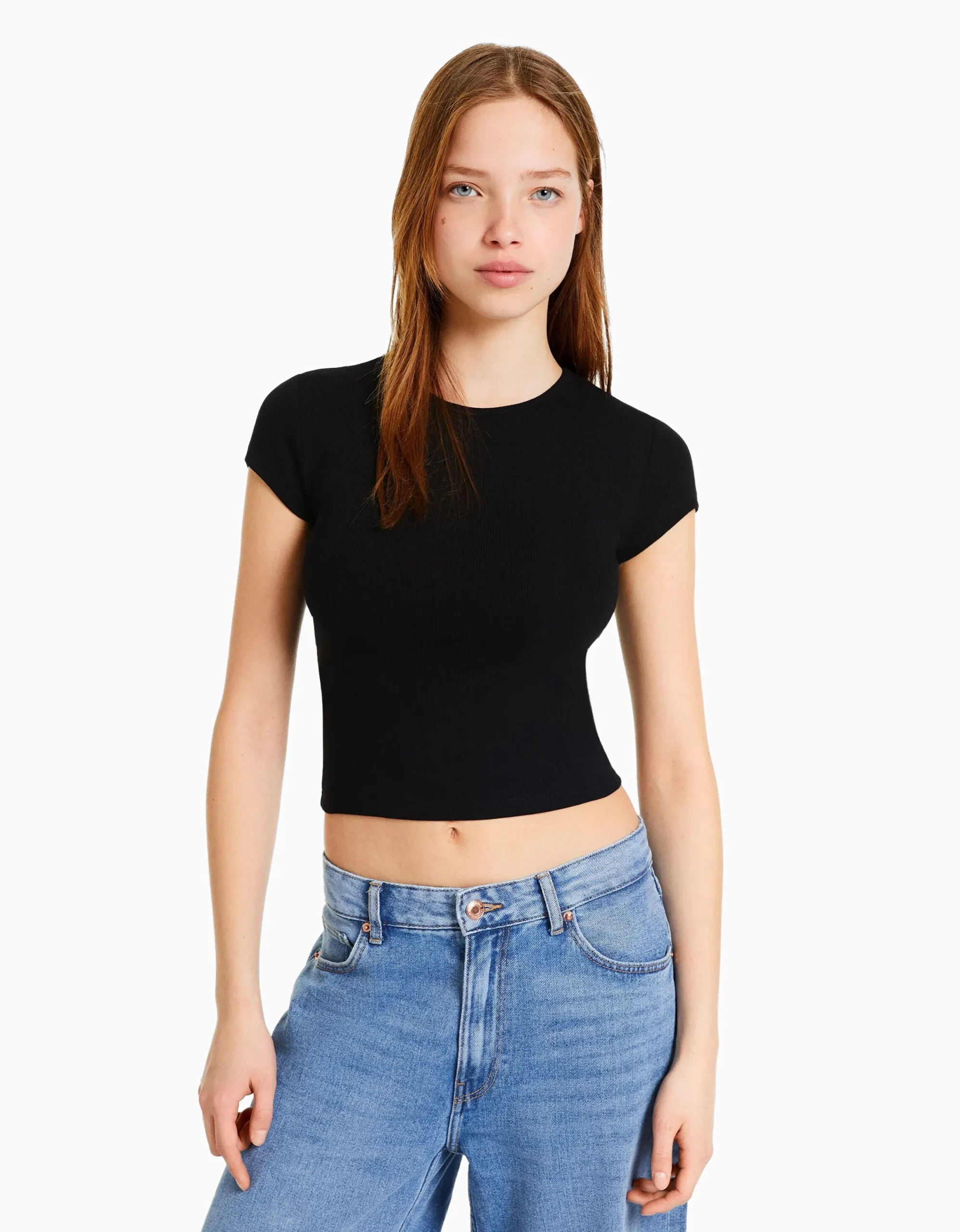 BERSHKA Pack 2 camisetas manga corta rib Multicolor Flash Sale