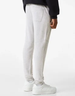 BERSHKA Pantalón felpa jogger cortes Gris Cheap