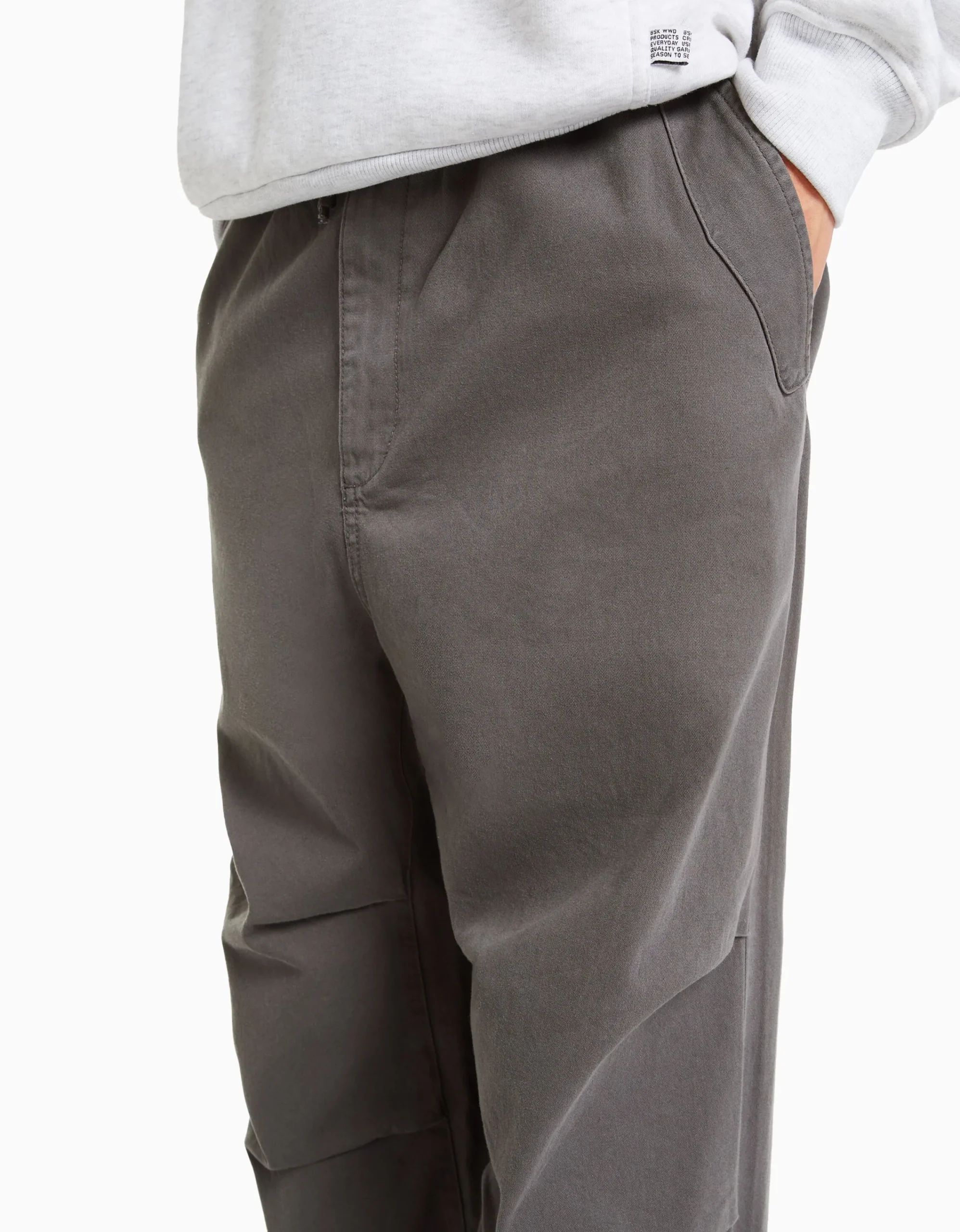 BERSHKA Pantalón parachute algodón Camel Sale