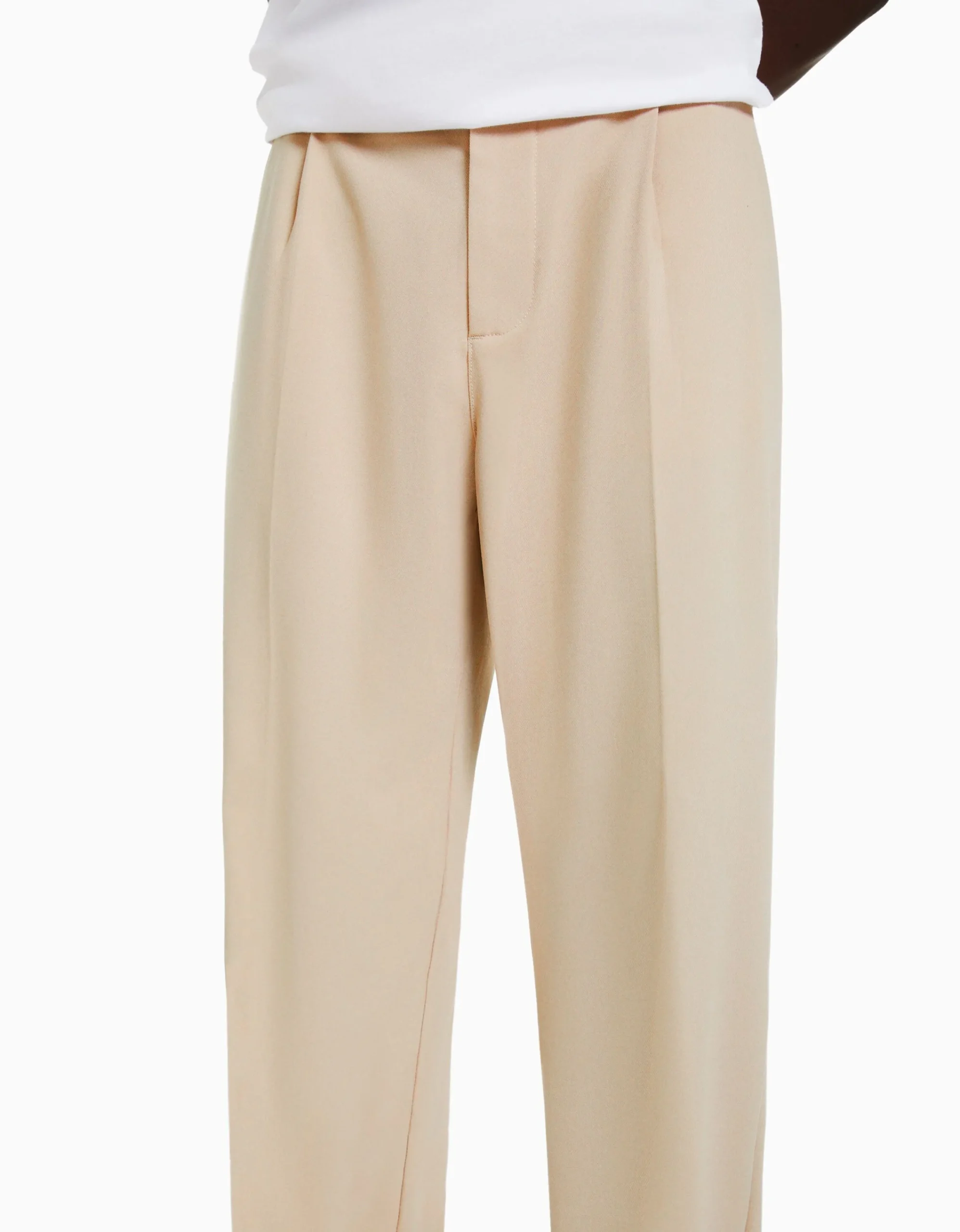 BERSHKA Pantalón sastrero semi jogger wide fit Negro Best Sale
