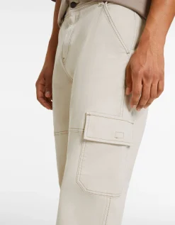 BERSHKA Pantalón wide cargo costuras contraste Azul oscuro Shop