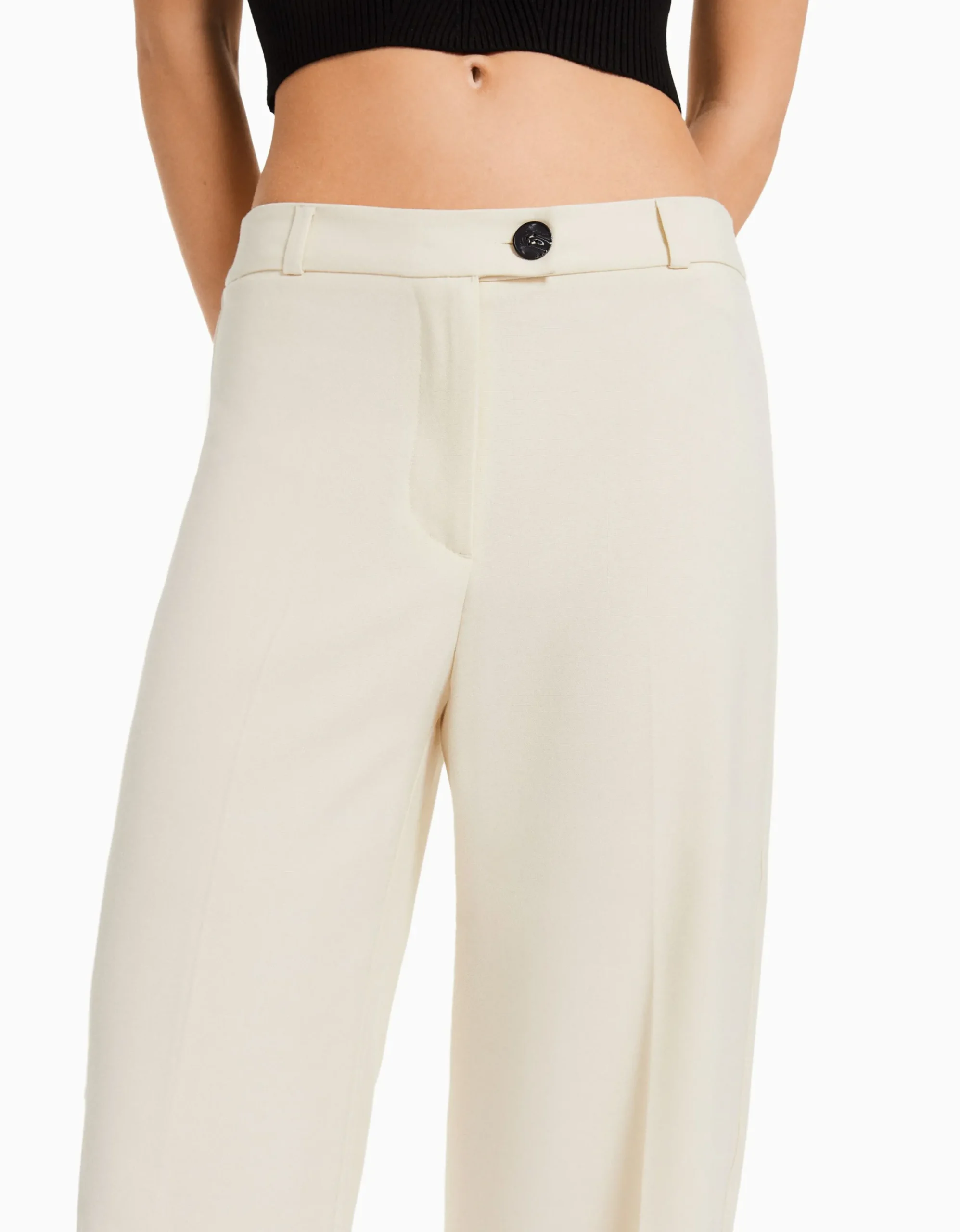BERSHKA Pantalón wide leg tailoring trabillas Marino Outlet