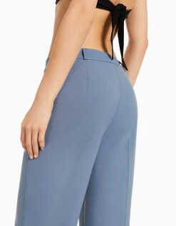 BERSHKA Pantalón wide leg tailoring trabillas Marino Cheap