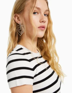 BERSHKA Pendientes corazones Plata Best Sale