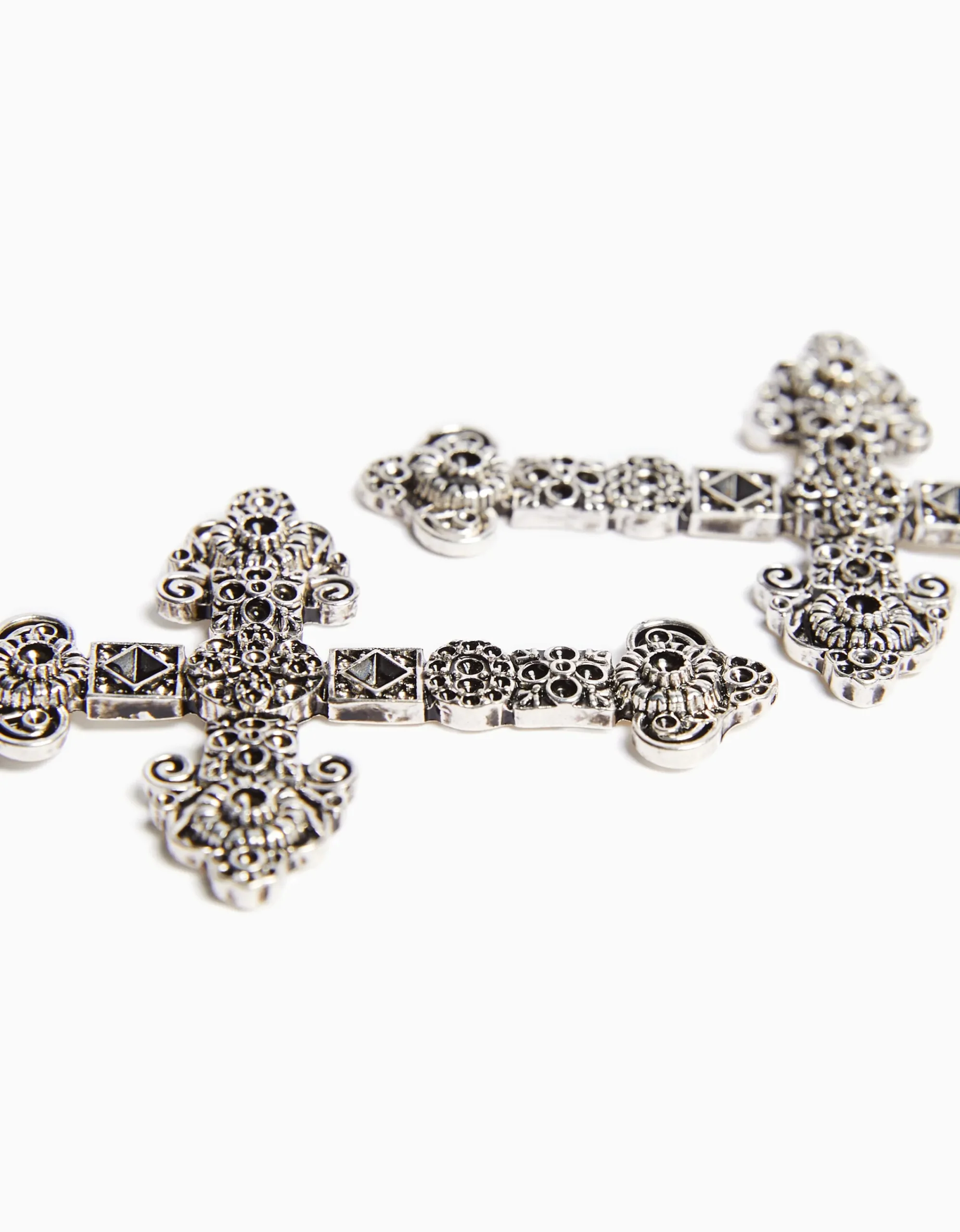 BERSHKA Pendientes cruz Plata Clearance