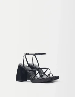 BERSHKA Sandalia tacón plataforma Negro Online