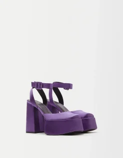 BERSHKA Sandalia tacón plataforma XL Negro Best