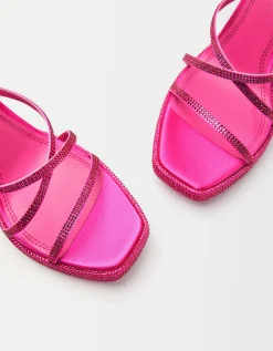 BERSHKA Sandalia tacón plataforma brillos Fucsia Best Sale