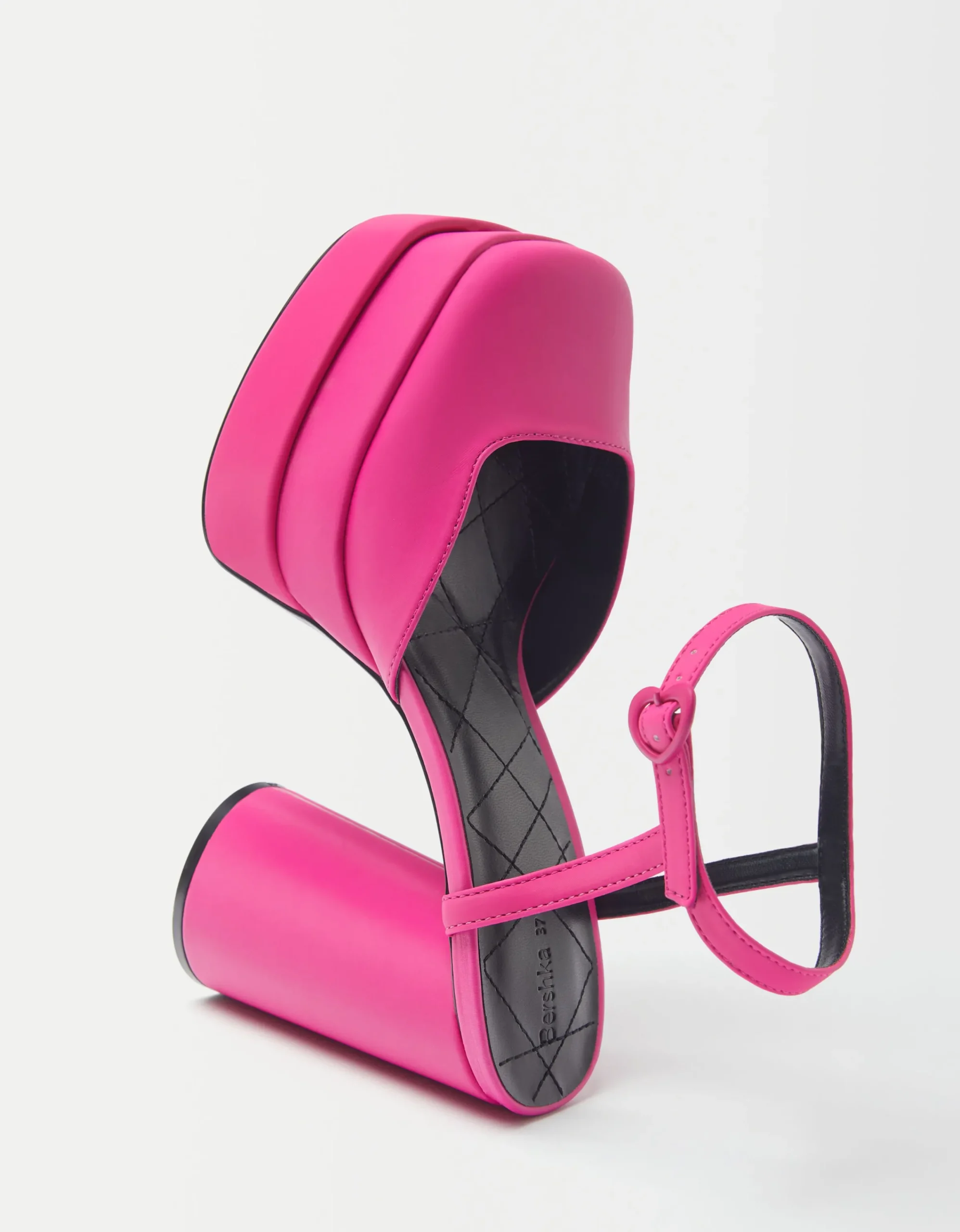 BERSHKA Sandalia tacón plataforma XL Fucsia Outlet