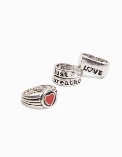 BERSHKA Set 3 anillos y collar Plata Shop