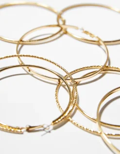 BERSHKA Set 3 pendientes aros maxi efecto Oro Cheap