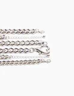 BERSHKA Set 3 pulseras cadenas Plata Best Sale