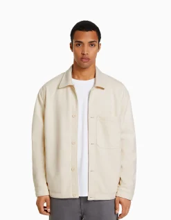 BERSHKA Sobrecamisa efecto ante Azul Flash Sale